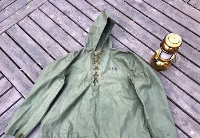 二战美军海军防水帽衫雨衣
